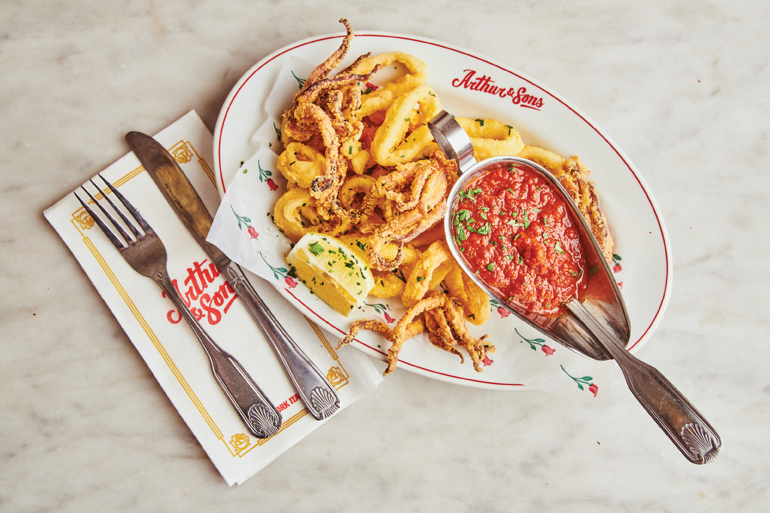 Photo of fried calamari for Arthur & Sons by Madonna+Child Creative Studio