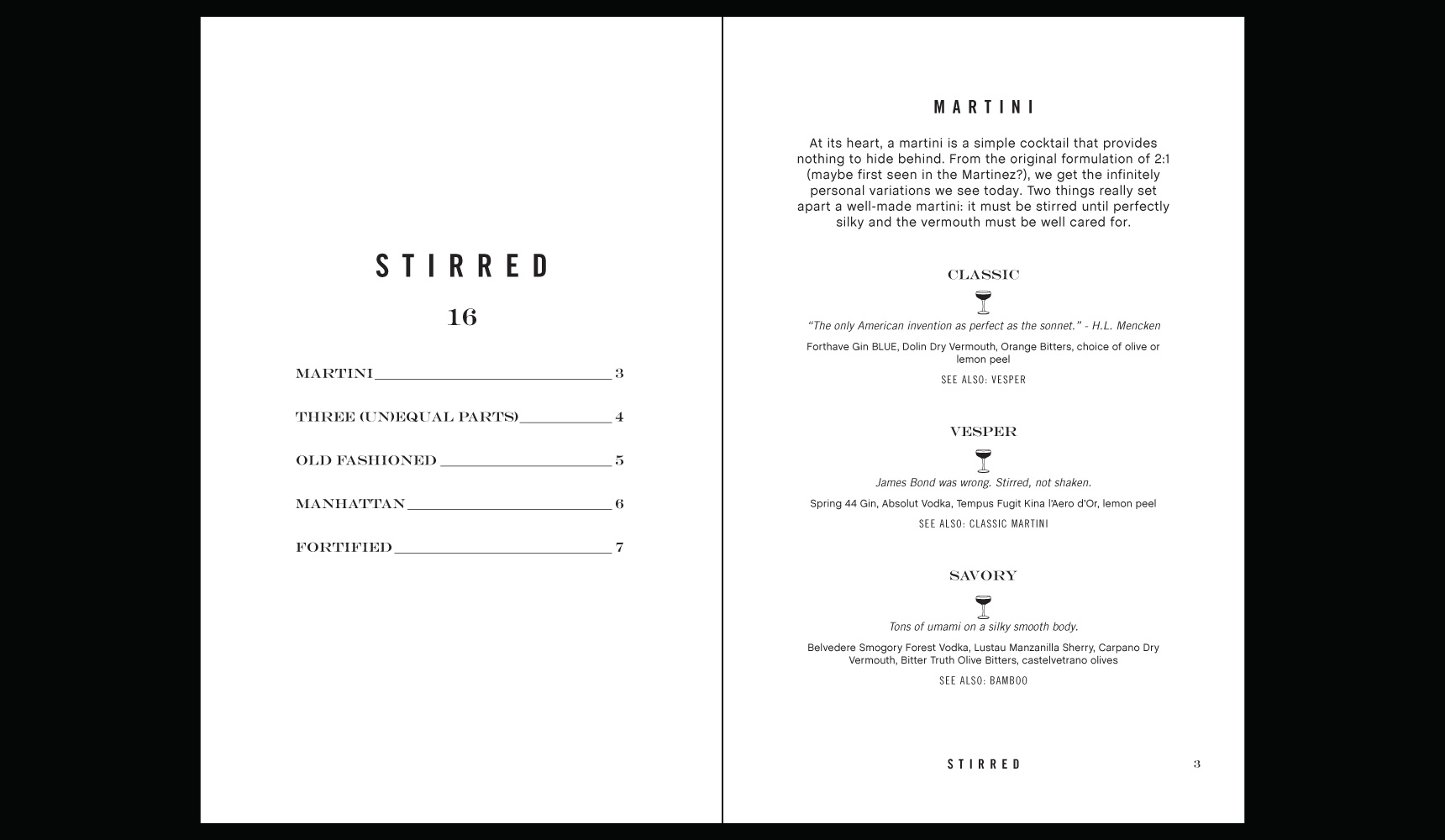 Menu design for Lot 15